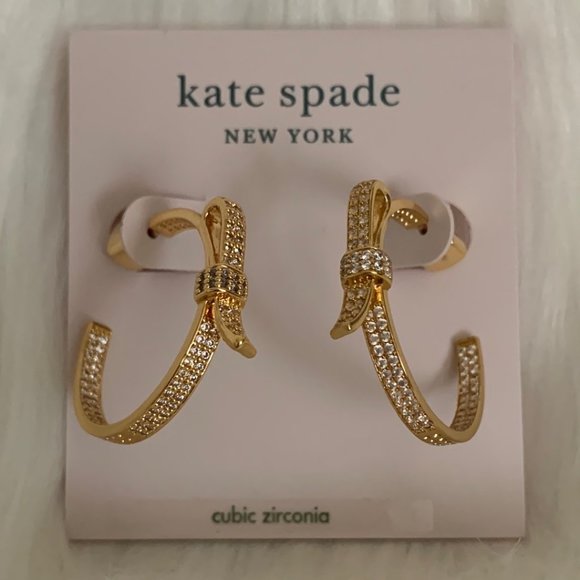 KATE SPADE Pave Bow Hoop Earrings